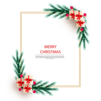 christmas frame decoration with christmas ball,pine branch and snow flex png