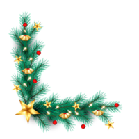 christmas corner  decoration with christmas ball,pine branch and snow flex png