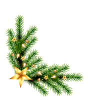 christmas corner  decoration with christmas ball,pine branch and snow flex png