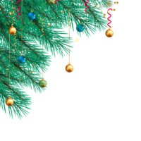 Navidad esquina decoración con Navidad bola, pino rama y nieve flexionar png
