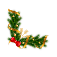 christmas corner  decoration with christmas ball,pine branch and snow flex png