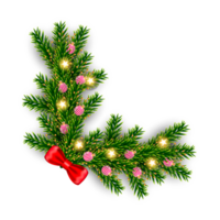 christmas corner  decoration with christmas ball,pine branch and snow flex png