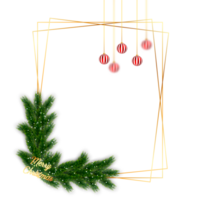 christmas corner  decoration with christmas ball,pine branch and snow flex png