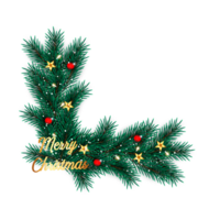 christmas corner  decoration with christmas ball,pine branch and snow flex png