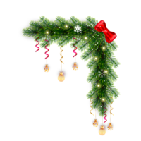 Natale angolo decorazione con Natale palla, pino ramo e neve flettere png