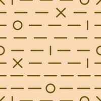 Geometric seamless pattern on beige background. Brown Dashes, circle, cross vector