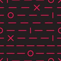 Geometric seamless pattern on a black background. Red Dashes, circle, cross vector