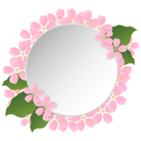 Empty round frame with sakura blossom and space for text png