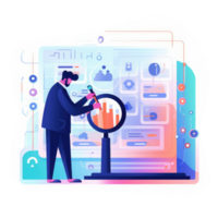 magnifying glass or a computer screen with data patterns, representing the process of data extraction and analysis . AI Generated png