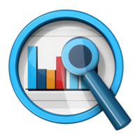 analytics rapporten - vergrootglas en verslag doen van pictogrammen staan voor gegevens analyse en rapportage . ai gegenereerd png