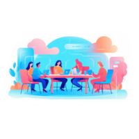 group of people working together in a conference room. AI Generated png