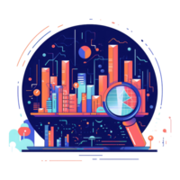 magnifying glass or a computer screen with data patterns, representing the process of data extraction and analysis . AI Generated png