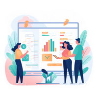 Diagramme im Analysieren groß Anzeige Teams . ai generiert png