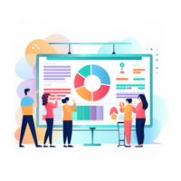 Diagramme im Analysieren groß Anzeige Teams . ai generiert png