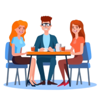 people sitting on a desk with drinking coffee . AI Generated png