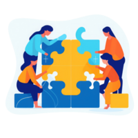 people putting puzzle pieces togethe . AI Generated png