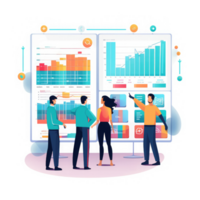 Diagramme im Analysieren groß Anzeige Teams . ai generiert png