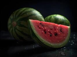 watermelon on black background photo