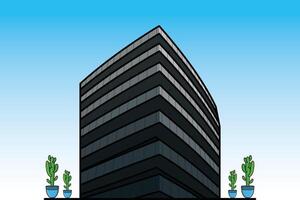 oficina edificio plano diseño logo icono vector ilustración.