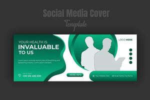 Healthcare and medical service promotion on social media post, multipurpose use web banner ad, offer, and discount banner vector template design and cover photo with blue gradient color shapes