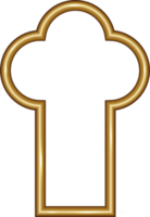 Ramadan window frame shape. Islamic golden arch. Muslim mosque element of architecture with ornament. Turkish gate and door png