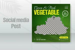 Green and fresh vegetable social media post design template vector