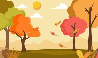 Flat autumn leaves background vector