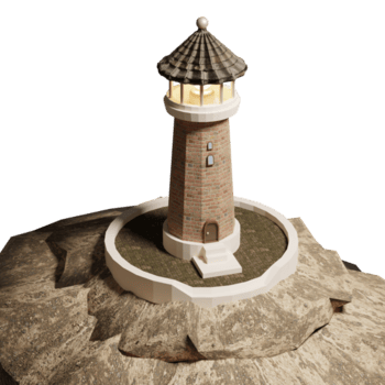 3d interpretazione di realistico faro su roccia con ardente faro. navigazione difficile la zona. realistico png illustrazione isolato su trasparente sfondo