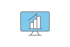 Search Engine Optimization Monitoring icon. Icon related to Search Engine Optimization. suitable for web site design, app, user interfaces. flat line icon style. Simple vector design editable