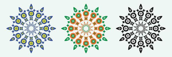 Ornamental luxury mandala pattern 3 in 1 design. vector