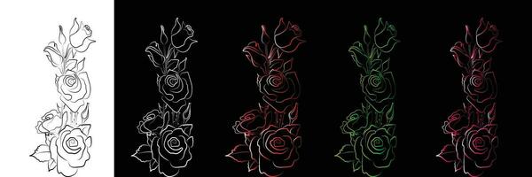 Flower set line art isolated vector illustration.