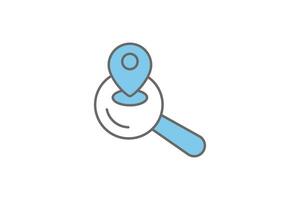 Search Engine Optimization Location icon. Icon related to Search Engine Optimization. suitable for web site design, app, user interfaces. flat line icon style. Simple vector design editable