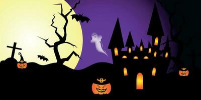 Halloween Spooky Night Scene Vector Image