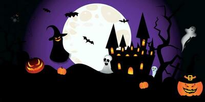 Halloween Spooky Night Scene Vector Image