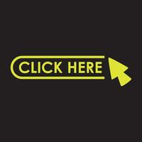 click here button design. cursor sign and symbol. vector