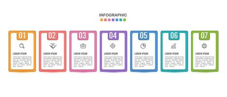 7-element with icons infographic design template. Vector illustration.