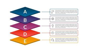 5 5 capas infografía con un íconos diseño modelo. vector ilustración.