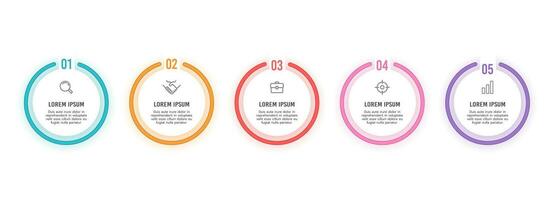 5-circle infographic step or options simple design template. Vector illustration.