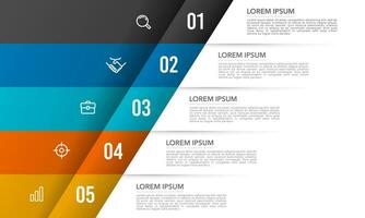 5 business processes. folding-style infographic with icons. Vector illustration.