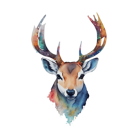 Reindeer head watercolor AI Generative png