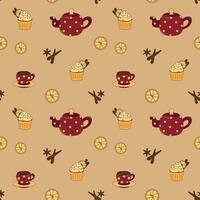 cozy autumn seamless pattern in warm autumn colors vector