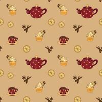 cozy autumn seamless pattern in warm autumn colors vector