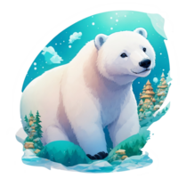 Polar bear on ice AI Generative png
