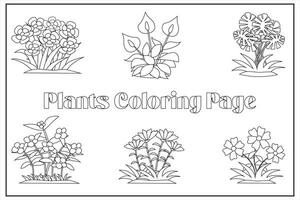 cute collection of indoor houseplants in decorative flowers for your Children coloring pages vector