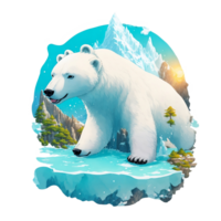 Polar bear on ice AI Generative png