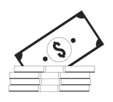 Money collection flat monochrome isolated vector object. Savings. Finance. Editable black and white line art drawing. Simple outline spot illustration for web graphic design