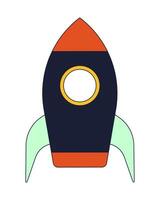 Rocket flat line color isolated vector object. Space exploration spaceship. Editable clip art image on white background. Simple outline cartoon spot illustration for web design
