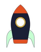 Rocket flat line color isolated vector object. Space exploration spaceship. Editable clip art image on white background. Simple outline cartoon spot illustration for web design