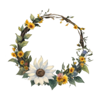 Sunflower wreath clip art AI Generative png