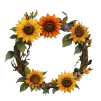 Sunflower wreath clip art AI Generative png